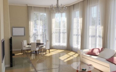 konut iç görselleştirme, 3d illüstrasyon