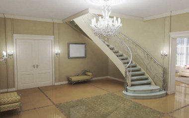 konut iç görselleştirme, 3d illüstrasyon