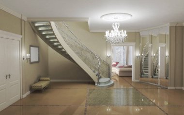 konut iç görselleştirme, 3d illüstrasyon