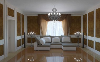 konut iç görselleştirme, 3d illüstrasyon