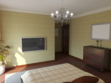 konut iç görselleştirme, 3d illüstrasyon