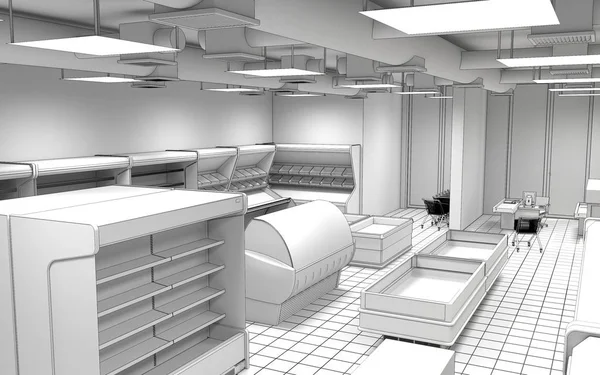 住宅インテリアビジュアライゼーション 3Dイラスト — ストック写真