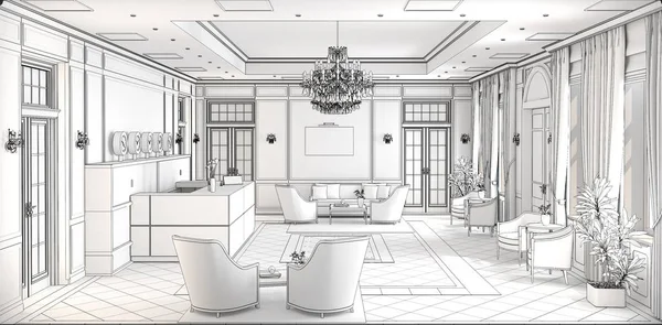 konut iç görselleştirme, 3d illüstrasyon