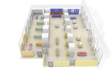 konut iç görselleştirme, 3d illüstrasyon