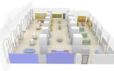 konut iç görselleştirme, 3d illüstrasyon