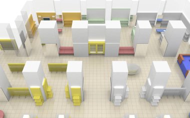 konut iç görselleştirme, 3d illüstrasyon