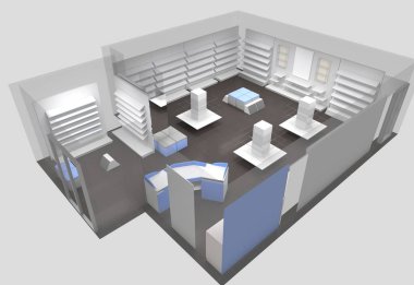 konut iç görselleştirme, 3d illüstrasyon