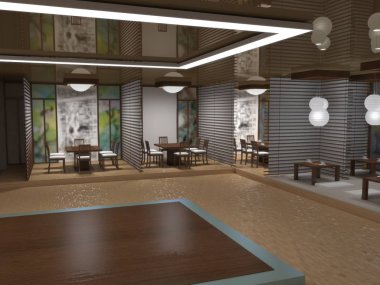 konut iç görselleştirme, 3d illüstrasyon