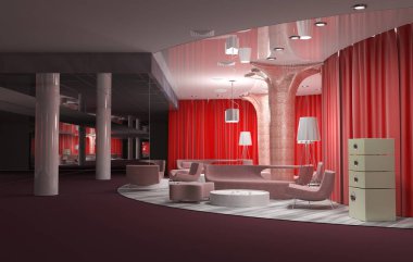 konut iç görselleştirme, 3d illüstrasyon