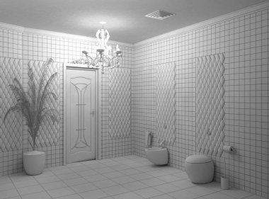 konut iç görselleştirme, 3d illüstrasyon