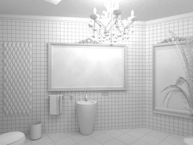 konut iç görselleştirme, 3d illüstrasyon