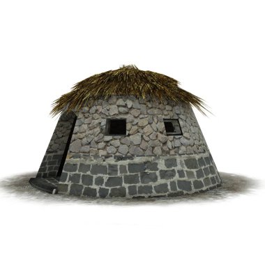 antik ev, ortaçağ binası, 3d görselleştirme, illüstrasyon