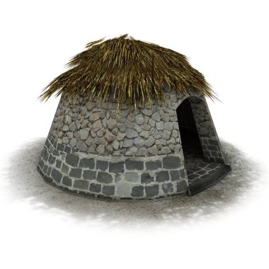 antik ev, ortaçağ binası, 3d görselleştirme, illüstrasyon