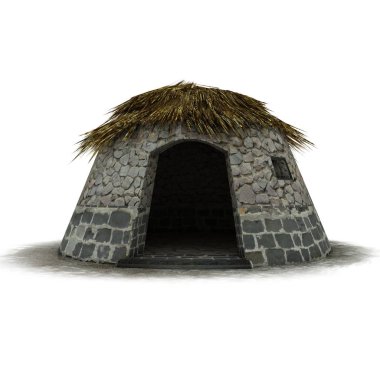 antik ev, ortaçağ binası, 3d görselleştirme, illüstrasyon