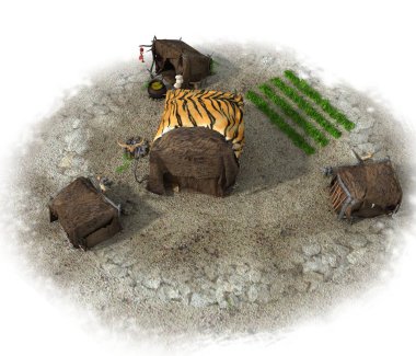 antik ev, ortaçağ binası, 3d görselleştirme, illüstrasyon