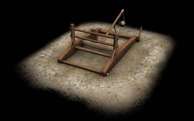 balista, mancınık, 3d görselleştirme, illüstrasyon