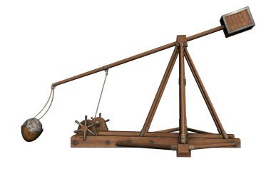 balista, mancınık, 3d görselleştirme, illüstrasyon