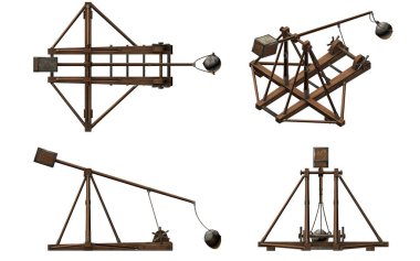 balista, mancınık, 3d görselleştirme, illüstrasyon