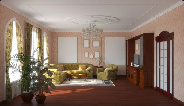 Residentiële Interieur Visualisatie Illustratie — Stockfoto