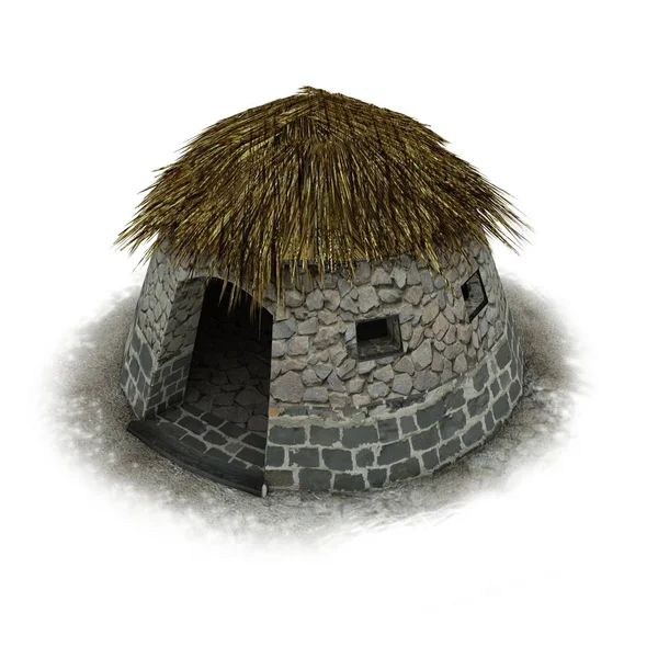 antik ev, ortaçağ binası, 3d görselleştirme, illüstrasyon