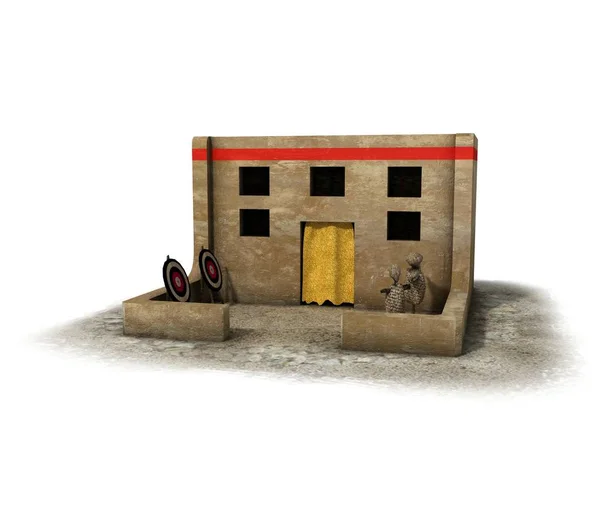 Ancient House Medieval Building Visualization Illustration Stock Image