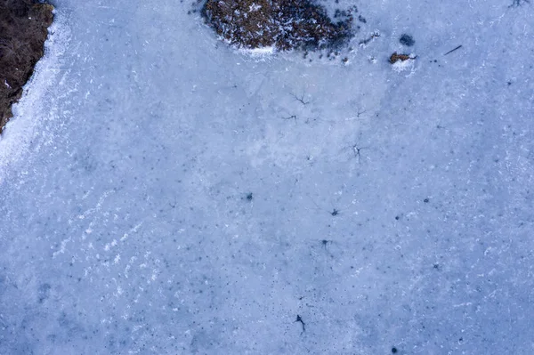 Trou Glace Lac Gelé Vue Aérienne — Photo