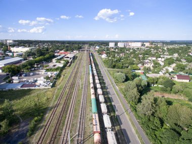demiryolu, vagonlu trenler, yukarıdan görünümü