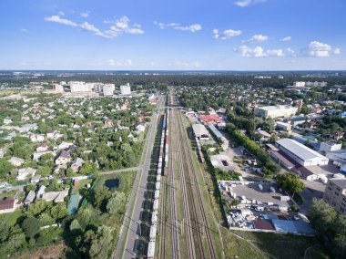demiryolu, vagonlu trenler, yukarıdan görünümü