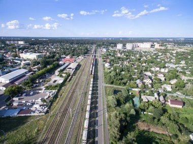 demiryolu, vagonlu trenler, yukarıdan görünümü