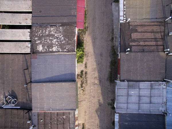 Dak Van Garages Uitzicht Vanaf Boven — Stockfoto