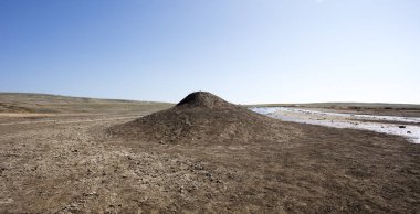 çamur yanardağı, peyzaj, seçici odak