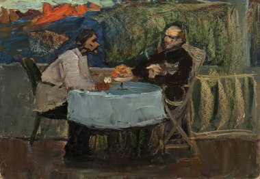 Yağlı boya, renkli arkaplan
