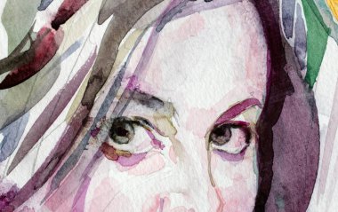 Genç kadın gözleri boyuyor. 