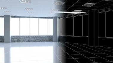 modern iç görselleştirme, 3 boyutlu illüstrasyon