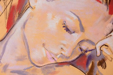 Yağlı boya kadın yüzü.