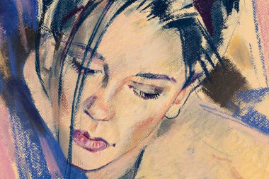 Yağlı boya kadın yüzü.