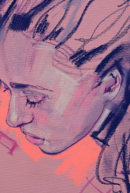 Yağlı boya kadın yüzü.