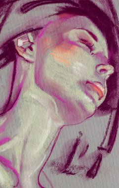 Yağlı boya kadın yüzü.