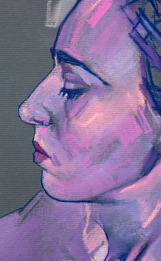 Yağlı boya kadın yüzü.