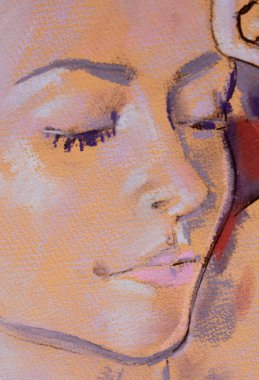 Yağlı boya kadın yüzü.