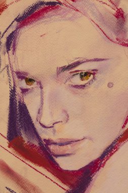 Yağlı boya kadın yüzü.