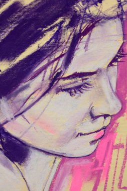 Yağlı boya kadın yüzü.