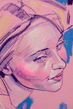 Yağlı boya kadın yüzü.