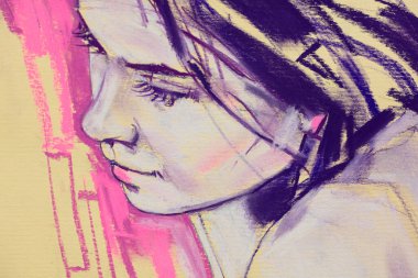 Yağlı boya kadın yüzü.