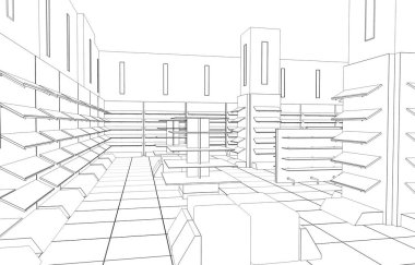 modern iç görselleştirme, 3 boyutlu illüstrasyon