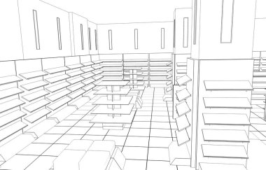 modern iç görselleştirme, 3 boyutlu illüstrasyon