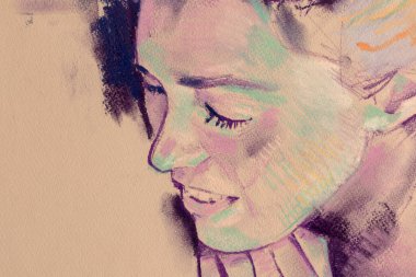 Yağlı boya kadın yüzü.