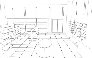 modern iç görselleştirme, 3 boyutlu illüstrasyon