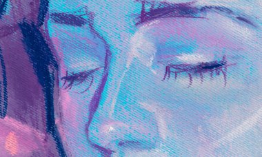 Yağlı boya kadın yüzü.