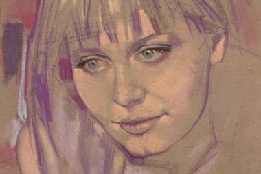 Yağlı boya kadın yüzü.